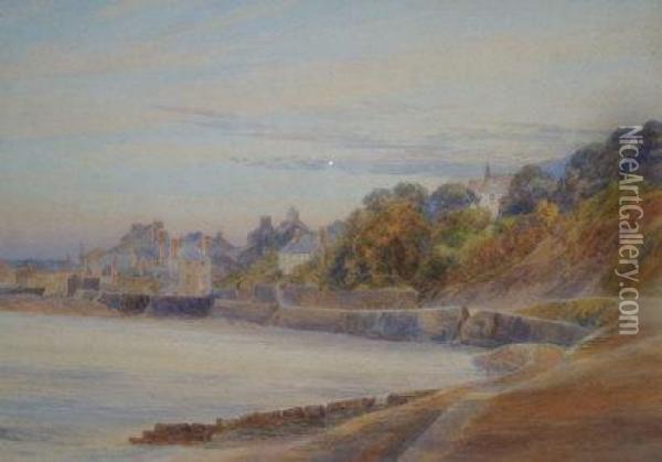 Harbour Village Scene Oil Painting - Arthur Evershed