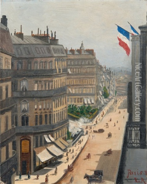 Street View From Paris Oil Painting - Alfhild Elin Nordlund