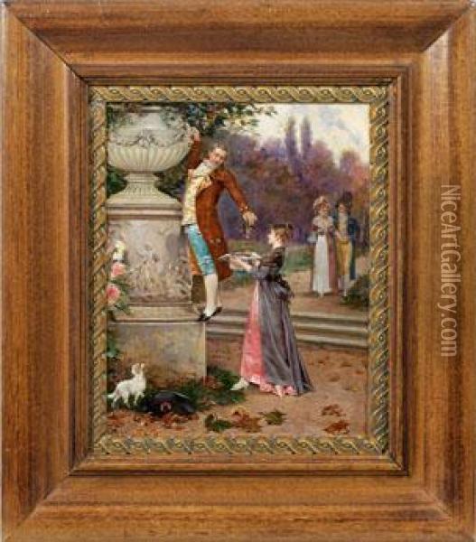 Der Blumenkavalier Oil Painting - Charles Louis Kratke