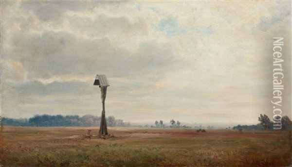 Weite Landschaft Mit Wegkreuz Oil Painting - Wilhelm Riedel