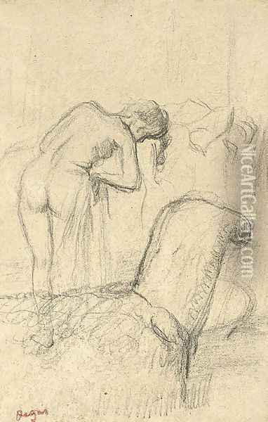 Apres le bain, femme s'essuyant Oil Painting - Edgar Degas
