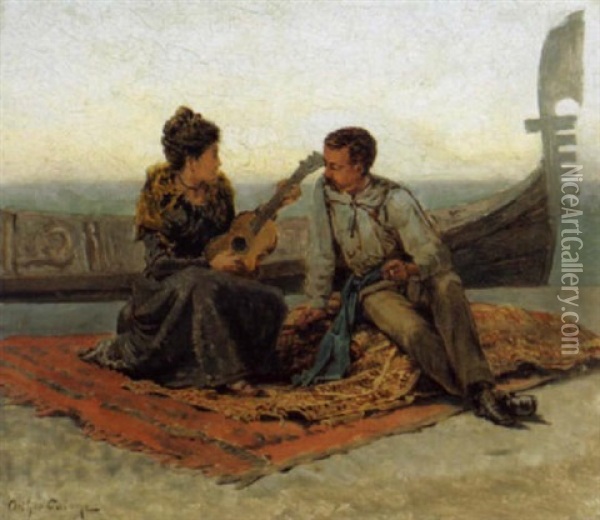 Galante Szene In Venedig Oil Painting - Jean-Baptiste-Arthur Calame
