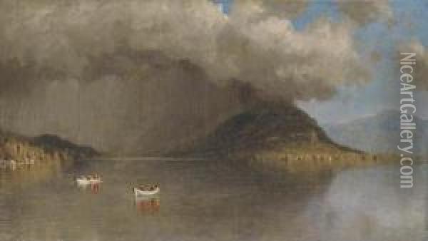 Coming Rain On Lake George: A Sketch Oil Painting - Sanford Robinson Gifford