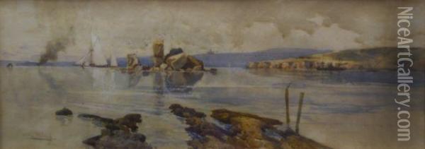 Bottle And Glass Rocks,sydney Harbour Oil Painting - Albert Henry Fullwood