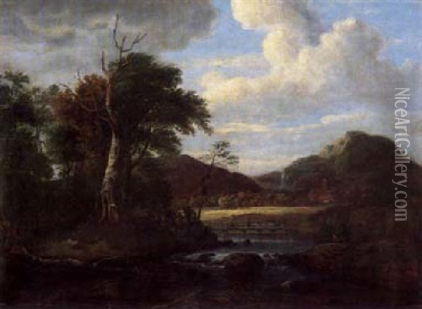 Landschaft Mit Einem Fluss Oil Painting - Jacob Salomonsz van Ruysdael
