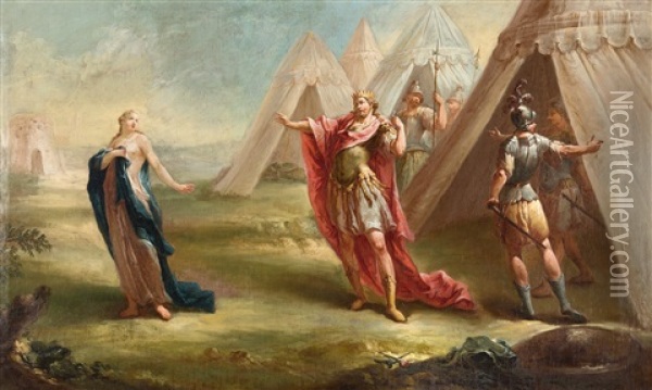 Alttestamentarische Szene (david Mit Bathseba?) Oil Painting - Joseph Esperling