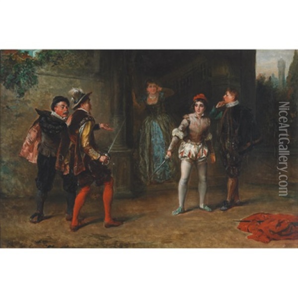 Revenge Of The Young Swordsman (in Honor Of His Father) Oil Painting - Robert Alexander Hillingford