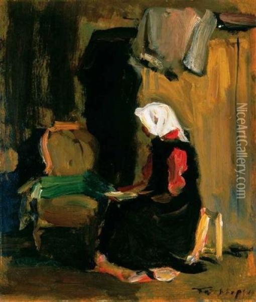 In The Studio Oil Painting - Janos Tornyai