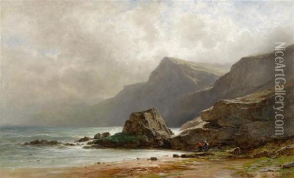 Seascape With Two Fishermen Oil Painting - Gustave Castan