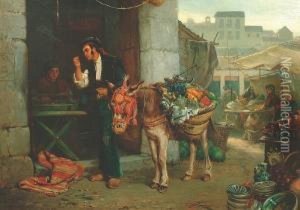 The Market Trader Oil Painting - John Haynes-Williams