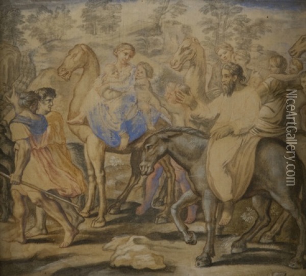 Storie Di Giuseppe (story Of Moses) Oil Painting - Pietro da Cortona