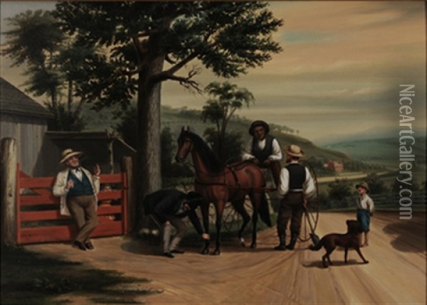 Trotting Horse About To Be Sold Oil Painting - Archibald Willard