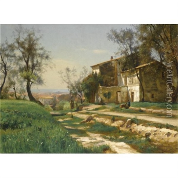 The Outskirts Of Nice Oil Painting - Iosif Evstafevich Krachkovsky