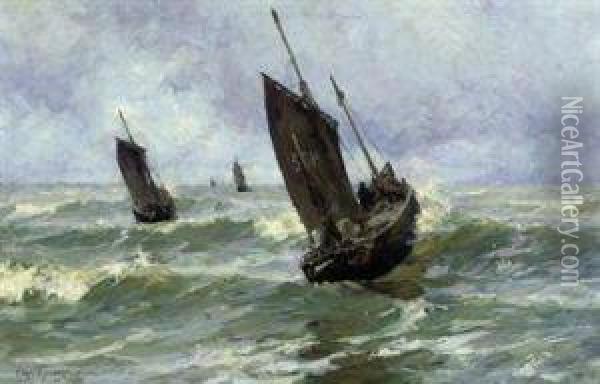 Off To The Fishing Grounds Oil Painting - Edgard Farasyn
