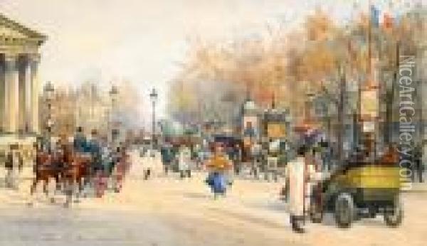 Paris - Boulevard Capucincs Oil Painting - Anna Palm De Rosa