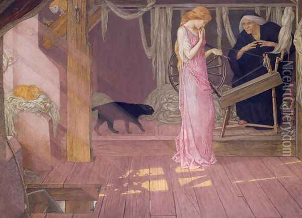Sleeping Beauty Oil Painting - John Dickson Batten