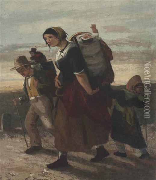 La Bohemienne Et Ses Enfants Oil Painting - Gustave Courbet