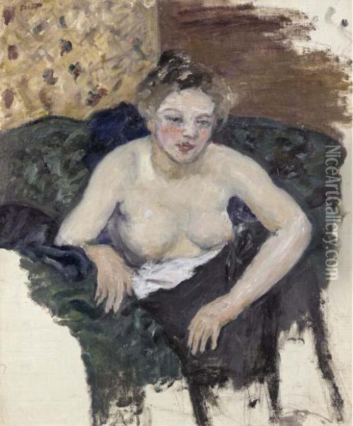 Jeune Femme Assise, Torse Nu Oil Painting - Pierre Bonnard