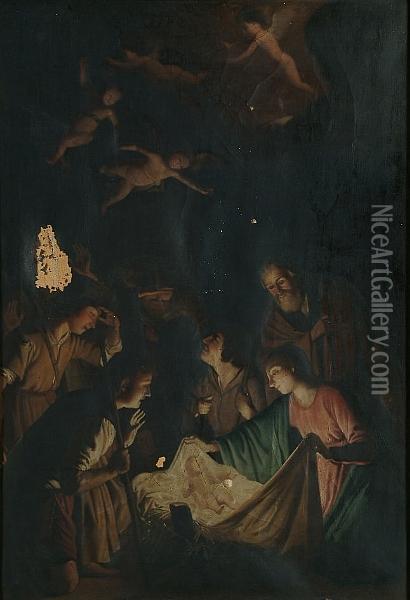 The Nativity Oil Painting - Leopoldo Galli