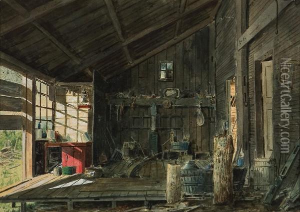 Barn Interior Oil Painting - William Louis Ii Sonntag