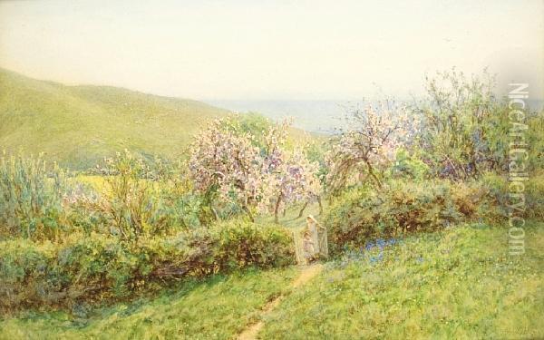 View Of The South West Corner Of The Tennyson Estate, Isle Of Wight Oil Painting - Helen Mary Elizabeth Allingham