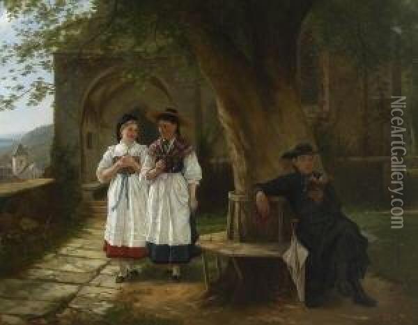 Die Musestunde. Oil Painting - Theodor Hermann Wil. Koppen