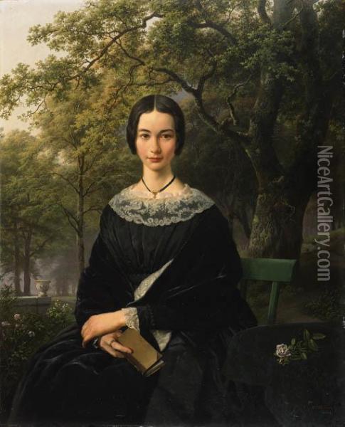 Portrait Of A Young Lady Oil Painting - Barend Cornelis Koekkoek