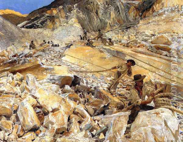 Bringing Down Marble from the Quarries in Carrara Oil Painting - John Singer Sargent