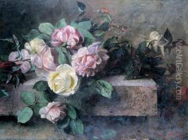 Roze Na Kamiennym Stole Oil Painting - Max Petsch