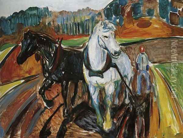 Horse Team Oil Painting - Edvard Munch