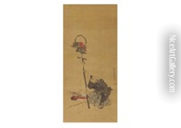Monkey Oil Painting - Utagawa Toyokuni (Toyokuni I)