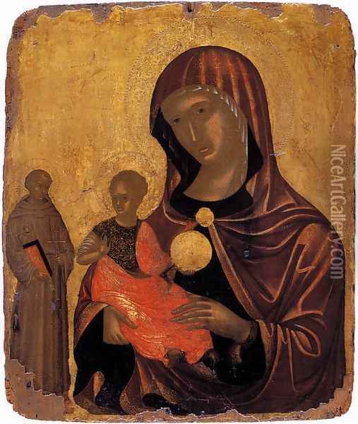 The Virgin and St Francis of Assisi 1490s Oil Painting - Nikolaos Tsafouris