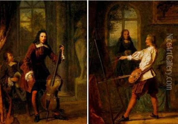 Les Musiciens Oil Painting - Charles Auguste Herbe