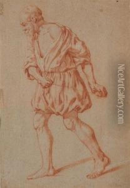 An Old Man Walking, Pulling A Rope Oil Painting - Jan De Bray