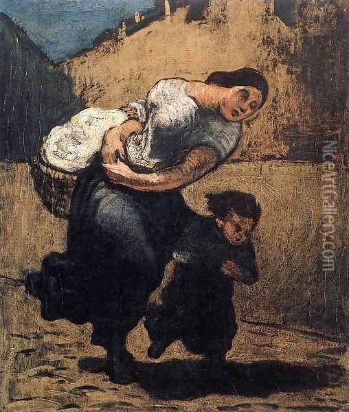 Load (Washerwoman) Oil Painting - Honore Daumier