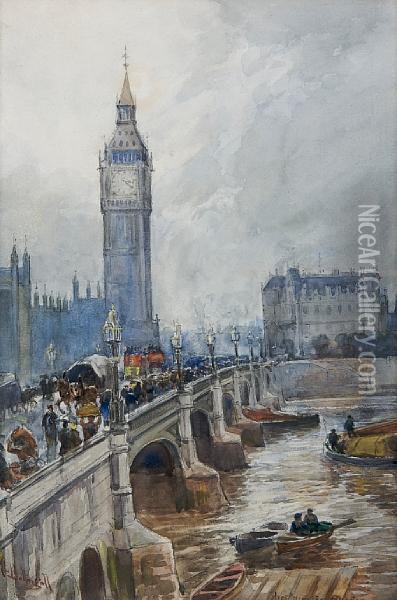 Westminster Bridge Oil Painting - Alexander Ballingall