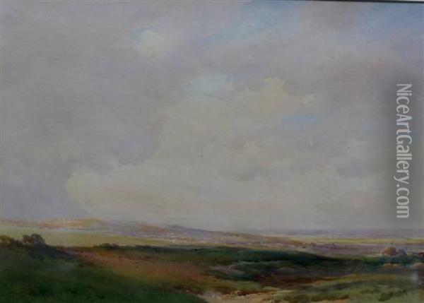 On The Sussex Downs Oil Painting - Charles Harrington
