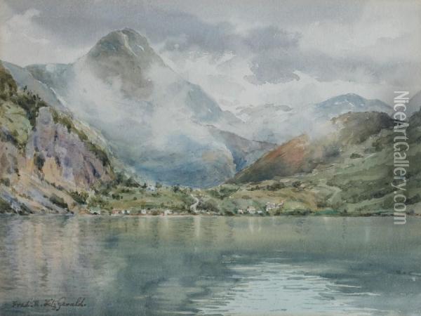 A Norwegian Fjord Oil Painting - Frederick R. Fitzgerald