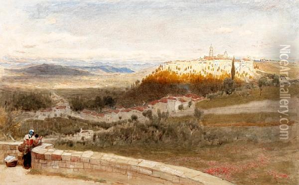 Continental Landscape, Thought To Be Southernitaly Oil Painting - Albert Goodwin