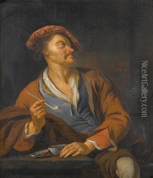 The Pipe Smoker Oil Painting - Jacob Van Toorenvliet