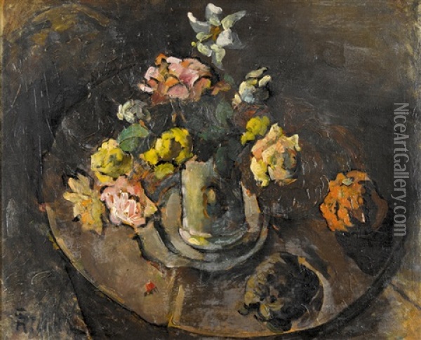 Stillleben Mit Blumen In Einer Vase Oil Painting - Sigismund Righini