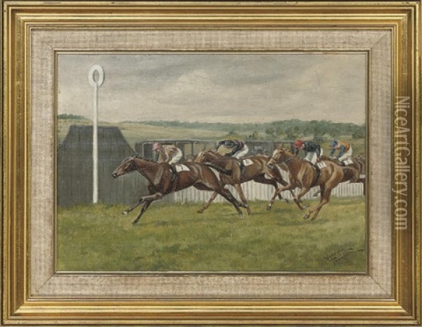 The Steward's Cup Winners, Goodwood Oil Painting - Algernon Alfred Cankerien Thompson
