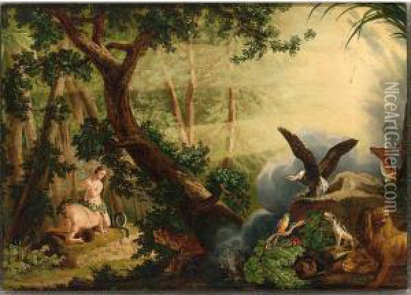 Adam And Eve In Paradise Oil Painting - Adolf Mosengel
