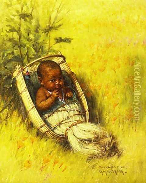 Indian Papoose Kawasi Oil Painting - Grace Carpenter Hudson