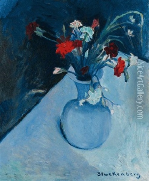 Blaues Stilleben Oil Painting - Fritz Stuckenberg