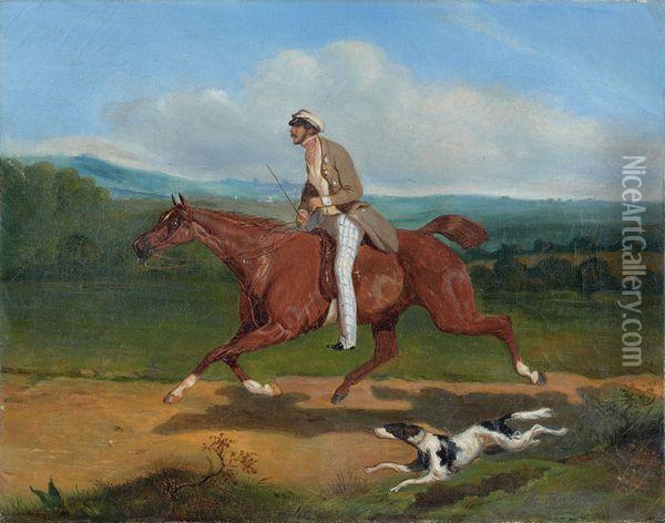 Cavalier Poursuivi Par Son Chien Oil Painting - Geoffroy De Ruille