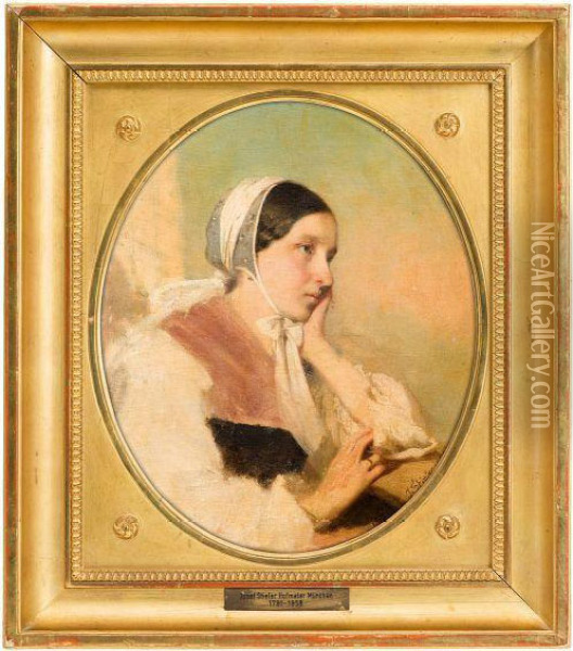 Sketch Of A Young Girl Oil Painting - Josef Karl Stieler