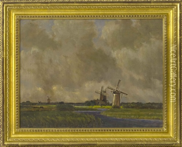 Gathering For Rain, Holland Oil Painting - Jerome Elwell