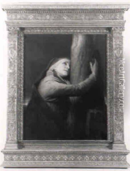 Maria Magdalena Am Fuse Des Kreuzes Oil Painting - Gabriel von Max