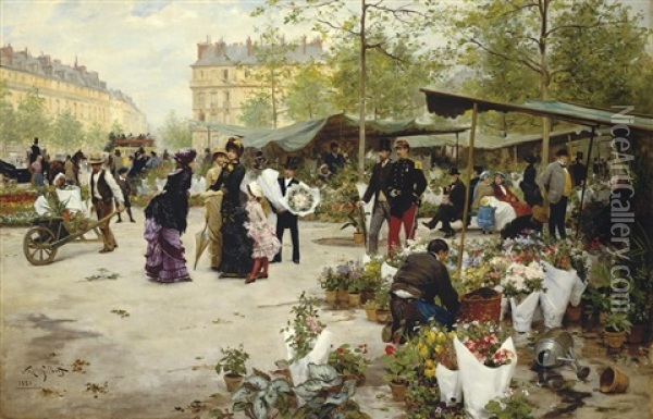 The Lower Market, Paris Oil Painting - Victor Gabriel Gilbert